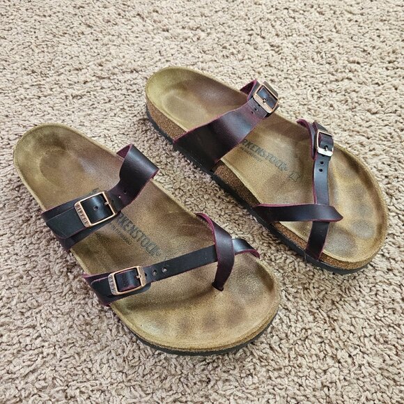 Birkenstock Shoes - Birkenstock Mayari Sandals Womens 10 Mens 8 EU41 Zinfandel Red Leather w Box